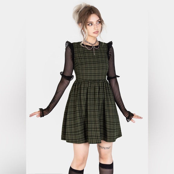 Disturbia Sabine Check Mini Skater Dress US 2 / UK 6 - Picture 2 of 7